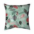 Fondo 20 x 20 in. Turquoise Leaf Patterns-Double Sided Print Indoor Pillow FO2775148